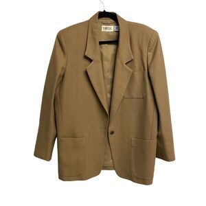 PORTS INTERNATIONAL Vintage Wool Oversized Front Blazer Camel XL/XXL
